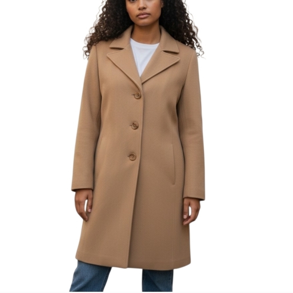 Marvin Richards 100% Wool Tan Trench Coat Size 6P